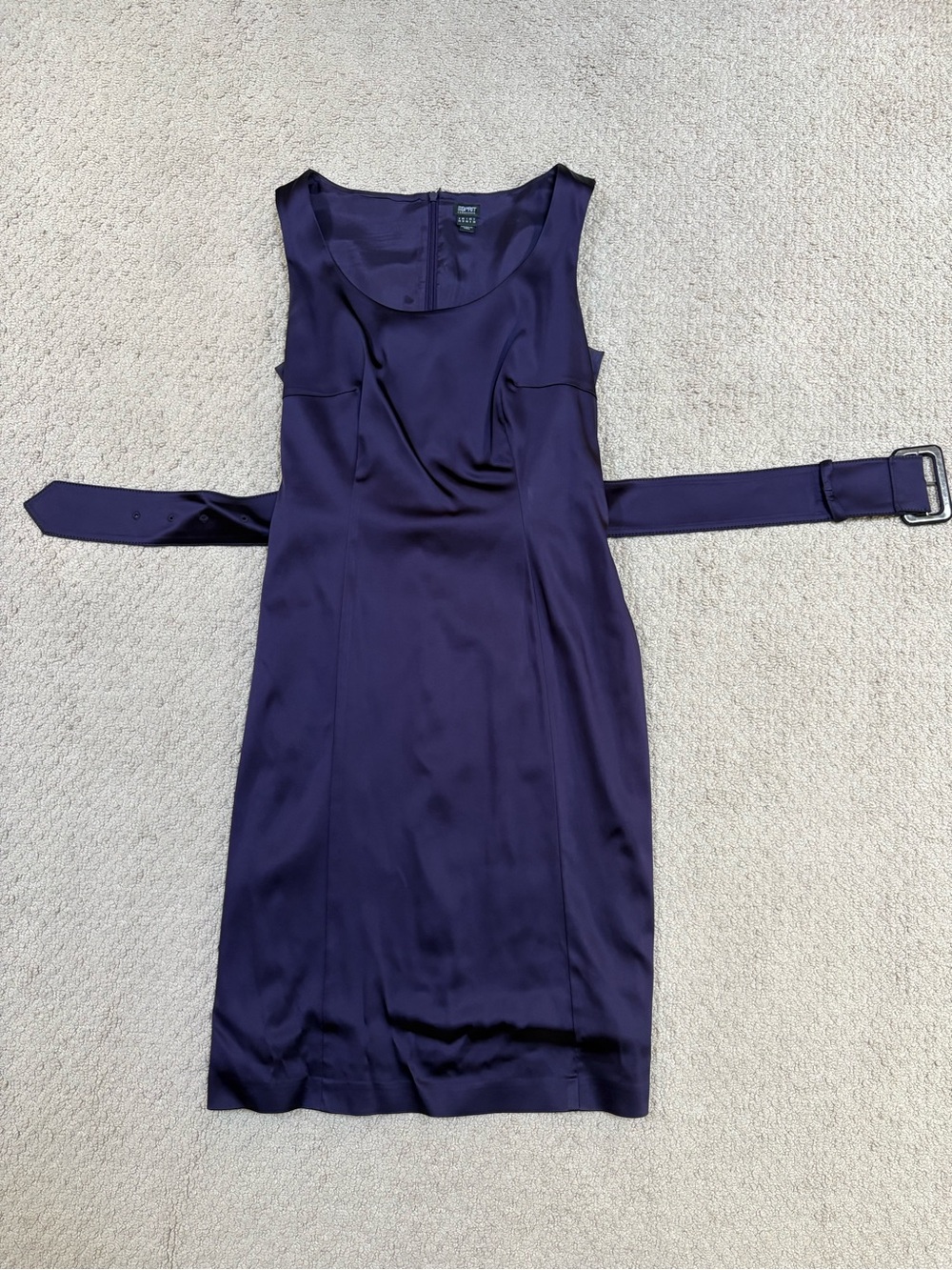 Esprit Deep Purple Satin Sheath Dress with Belt